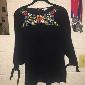 Black embroidered top